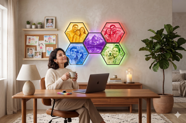 Personalized LED Hexagon Photo Panels