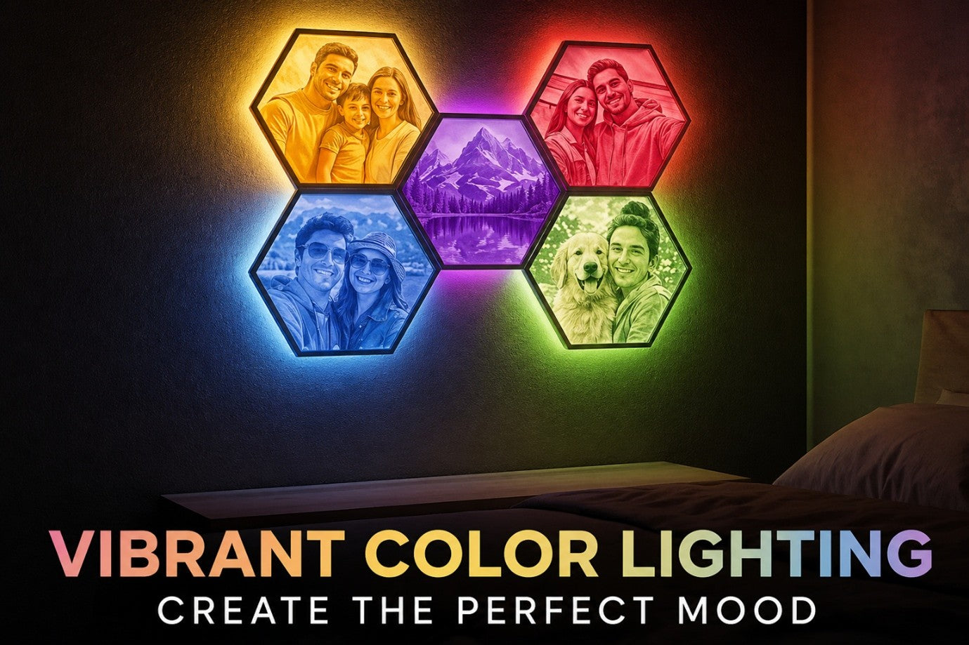 Personalized LED Hexagon Photo Panels