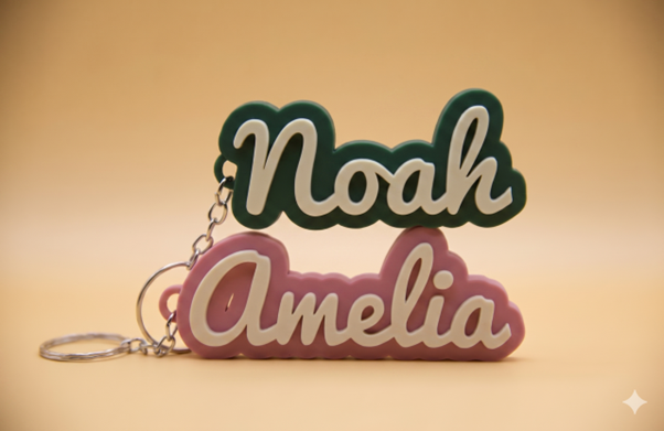 Custom Name Keychain — Two Colour 3D Printed