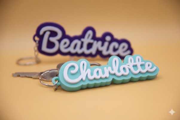 Custom Name Keychain — Two Colour 3D Printed